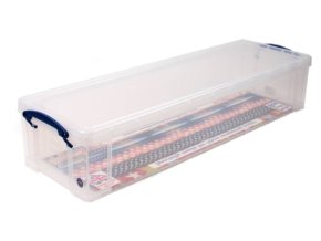 Plastový úložný box s víkem, really useful box, průhledný, 22 litrů