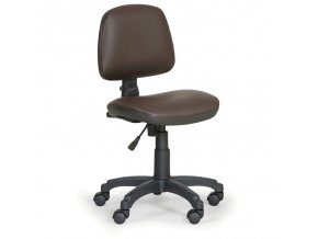 Pracovná stolička Milano, hnedá koženka, tvrdé kolieska