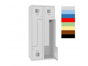 Šatňové skrine dvere Z, 4 oddiely, cylindrický zámok, zvarované, oddiel 400 mm