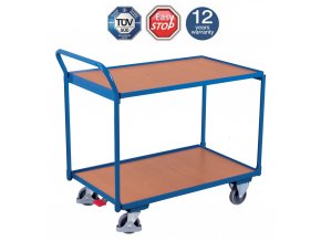 Policový vozík s madlem, Variofit, 2 police (83 x 50 cm), do 250 kg, modrá/antracit (Barva antracit RAL7016)