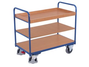 Policový vozík, Variofit, 3 police s ohraněním (99 x 68 cm), do 250 kg, modrá/antracit (Barva antracit RAL7016)