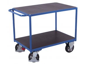 Policový vozík s madlem, Variofit, 2 police (119 x 80 cm), do 1000 kg, modrá/antracit (Barva antracit RAL7016)