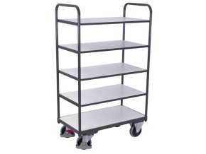 Vysoký antistatický ESD policový vozík, Variofit, 5 polic (99 x 68 cm), do 250 kg, modrá/antracit (Barva antracit RAL7016)