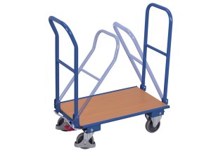 Plošinový vozík se dvěma sklopnými madly, Variofit, ložná plocha 72 x 45 cm, do 150 kg, modrá/antracit (Barva antracit RAL7016)