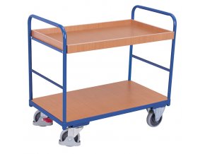 Policový vozík, 2 police s ohraněním, Variofit, ložná plocha 100 x 70 cm, do 250 kg, modrá/antracit (Barva antracit RAL7016)