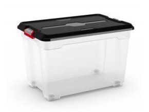 Plastový úložný box Moover box XL, objem 60l, 58 x 38 x 37 (výška) cm, čierne veko