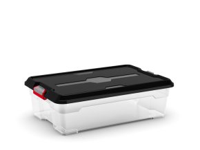 Plastový úložný box Moover box M, objem 27l, 58 x 38 x 18 (výška) cm, čierne veko
