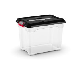 Plastový úložný box Moover box S, objem 18l, 38 x 26,5 x 28,5 (výška) cm, čierne veko