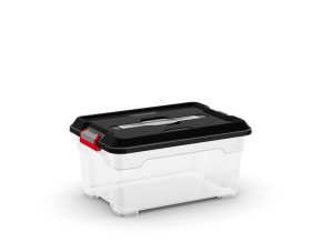 Plastový úložný box Moover box XS, objem 12l, 38 x 26,5 x 18,5 (výška) cm, čierne veko