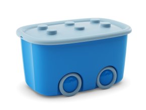 Plastový úložný box FUNNY na hračky, objem 46 litrov, 58 × 38,5 × 32 (výška) cm, modrá
