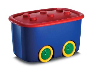 Plastový úložný box FUNNY na hračky, objem 46l, 58 × 38,5 × 32 (výška) cm, modro-červený
