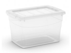 Plastový úložný box s vekom na klip, priehľadný, transparentné, 16 l