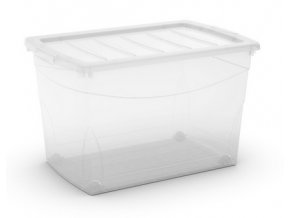 Plastový úložný box s vekom na klip, priehľadný, transparentné, 60 l