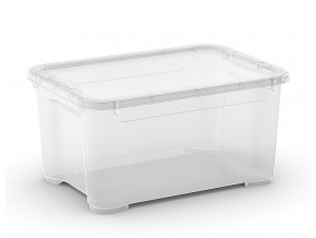 Plastový úložný box s vekom, priehľadný, 13,5 litra