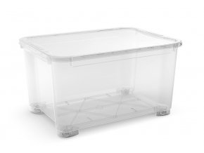 Plastový úložný box s vekom, priehľadný, 145 litrov