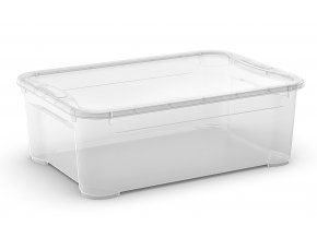 Plastový úložný box s vekom, priehľadný, 31 litra