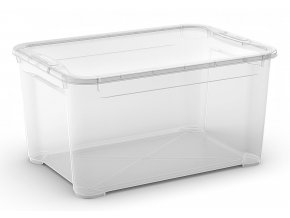 Plastový úložný box s vekom, priehľadný, 47 litra