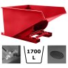 Výklopný kontajner - prepravník s dvojitým dnom, výpustným kohútikom a sitom, červený, objem 1700 litrov