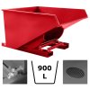 Výklopný kontajner - prepravník s dvojitým dnom, výpustným kohútikom a sitom, červený, objem 900 litrov