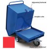 Výklopný vozík na špony, triesky 250 litrov, s kapsami pre vysokozdvižné vozíky, dvojitým dnom, sítom, výpustným kohútom,červený