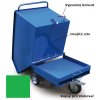 Výklopný vozík na špony, triesky 250 litrov, s kapsami pre vysokozdvižné vozíky, dvojitým dnom, sítom, výpustným kohútom,zelený