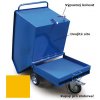 Výklopný vozík na špony, triesky 400 litrov, s kapsami pre vysokozdvižné vozíky, dvojitým dnom, sítom, výpustným kohútom,žltý
