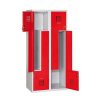 Šatní skříně dveře Z, 4 oddíly, cylindrický zámek, svařované, oddíl 400 mm (Jméno Z šatní skříň, 4 oddíly, šedá/červená)