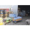 Plošinový vozík s madlem, nízké plné bočnice, Variofit, ložná plocha 101 x 65 cm, do 500 kg, modrá/antracit (Barva antracit RAL7016)