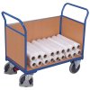 Plošinový vozík se dvěma madly a boční stěnou s plnou výplní, Variofit, ložná plocha 85 x 47 cm, do 400 kg, modrá/antracit (Barva antracit RAL7016)
