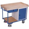 Dílenský vozík, 1 zásuvka a skříňka, Variofit, do 400 kg, š x h x v: 122 x 64 x 95,5 cm, modrá/antracit (Barva antracit RAL7016)