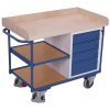 Dílenský vozík, 4 zásuvky a police, Variofit, do 400 kg, š x h x v: 122 x 64 x 95,5 cm, modrá/antracit (Barva antracit RAL7016)
