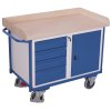 Dílenský vozík, 4 zásuvky a skříňka, Variofit, do 400 kg, š x h x v: 122 x 64 x 95,5 cm, modrá/antracit (Barva antracit RAL7016)
