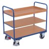 Policový vozík, 3 police s ohraněním (84 x 48 cm), Variofit, do 250 kg, modrá/antracit (Barva antracit RAL7016)