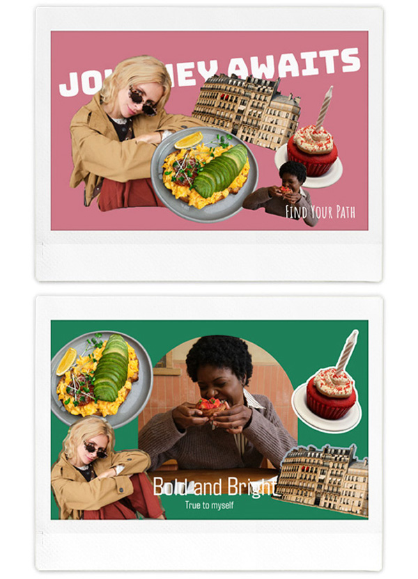 Koláž vytvořená funkcí Photo Mixer v aplikaci instax Link WIDE