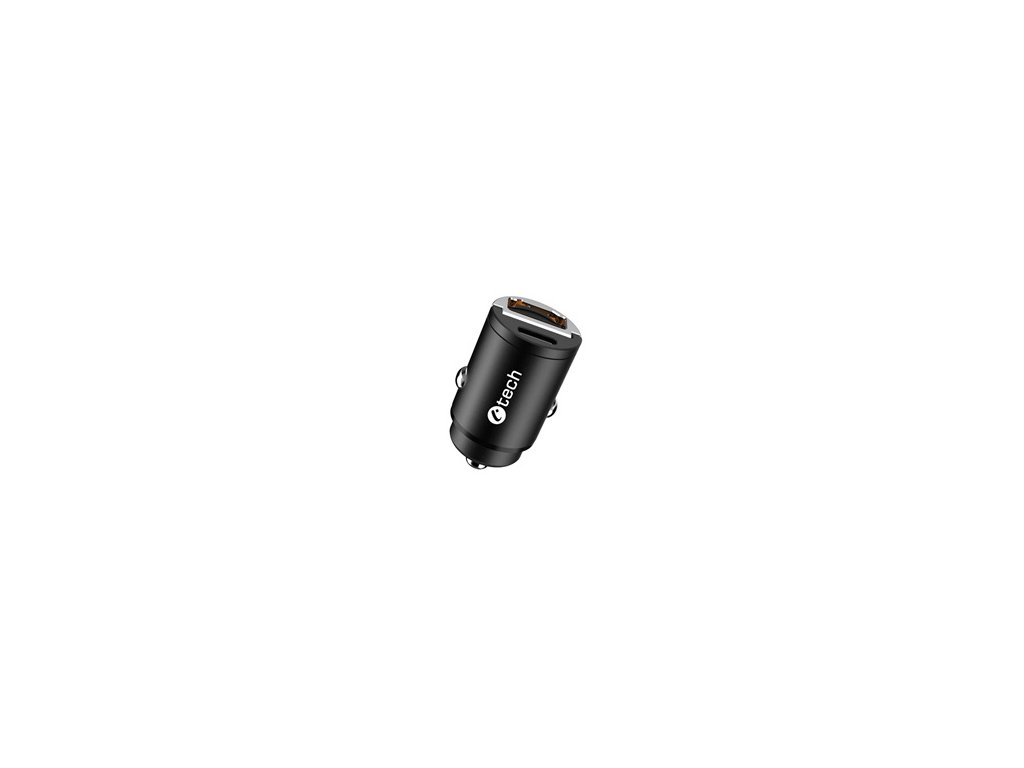 C-TECH nabíječka USB do auta UCC-02, 1x Type C + 1 x Type A, 30W