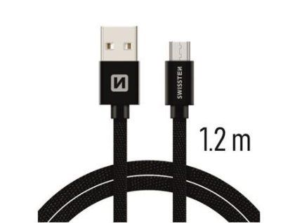 Datový/nabíjecí kabel SWISSTEN TEXTILE USB / MICRO USB 1,2 M černý