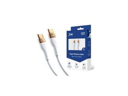 3mk datový kabel - Hyper Silicone Cable C to C 2m 100W, bílá