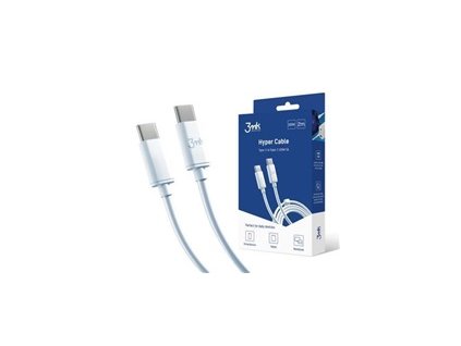 3mk datový kabel - Hyper Cable C to C 2m 100W, bílá