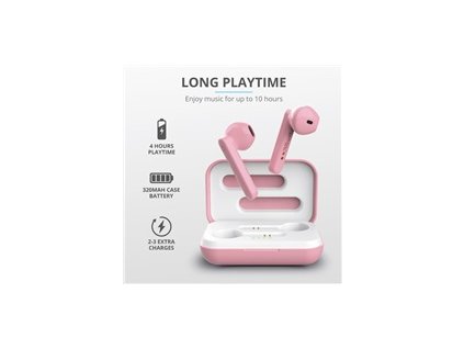 TRUST sluchátka Primo Touch Bluetooth Wireless Earphones - pink