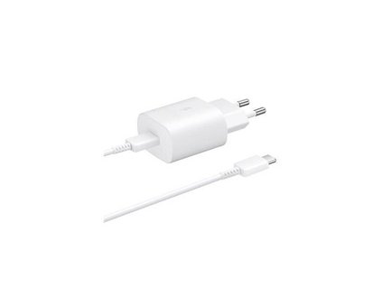 Samsung síťová nabíječka EP-TA800EWE + kabe EP-DA705BWE USB-C, 25W, bílá, (bulk)