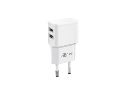 Goobay Napájecí a nabíjecí adaptér 230V na 2x USB, max.2,4A, bílý