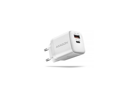 AXAGON ACU-PQ20W, nabíječka do sítě 20W, 2x port (USB-A + USB-C), PD3.0/PPS/QC4+/AFC/Apple, bílá