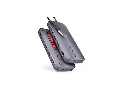 AXAGON HMC-12GM2, USB 10Gbps hub, 3x USB-A, USB-C, HDMI, DP, RJ-45 GLAN, M.2, SD/mSD, audio, PD 100W, kabel USB-C 50cm