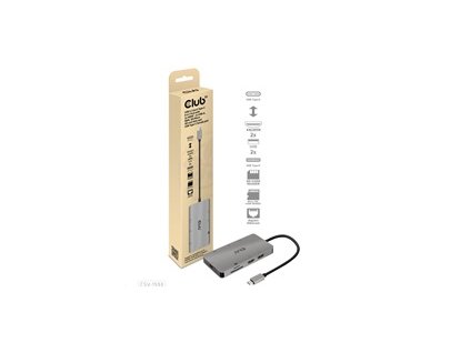 Club3D Dokovací stanice 8v1 USB 3.2 typ C (2xHDMI, 2xUSB-A, RJ45, SD/ Micro SD USB Type-C, 100W PD