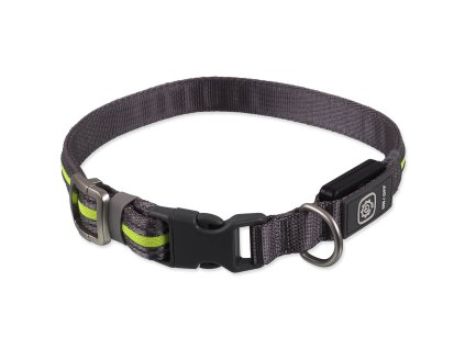 Obojek Dog Fantasy USB LED nylonový svítící M-L zelený 2,5x45-65cm