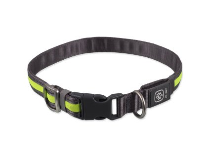 Obojek Dog Fantasy USB LED nylonový svítící S-M zelený 1,9x35-50cm