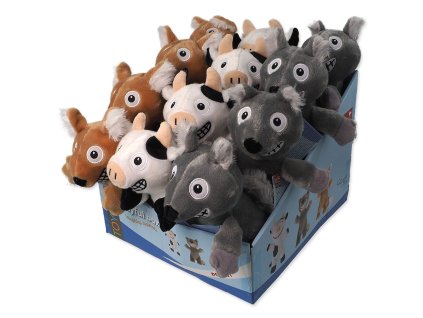 Hračky Dog Fantasy Playful Box Laughing zvířat pískací a šustící ocas mix 29cm 18ks