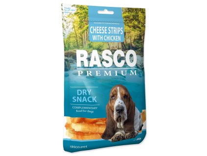 Pochoutka Rasco Premium kuřecím obalené sýrové proužky 80g