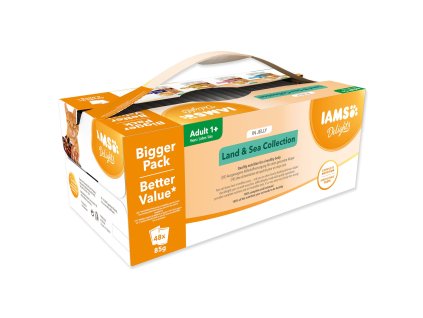 Kapsička IAMS Delights Adult mořské a suchozemské maso v želé multipack 4080g (48x85g)