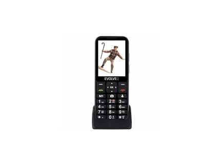 EVOLVEO EasyPhone LT, mobilní telefon pro seniory s nabíjecím stojánkem, černá